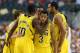 Mar 31, 2013; Arlington, TX, USA; Michigan Wolverines guard Trey Burke (3) is congratulated by Tim Hardaway Jr. (10) in the second half against the Florida Gators during the South regional final of the 2013 NCAA Tournament at Cowboys Stadium. Mandatory Credit: Matthew Emmons-USA TODAY Sports