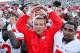 EAST LANSING, MI - SEPTEMBER 29: Head coach Urban Meyer of the Ohio State Buckeyes celebrates with his players after beating the Michigan State Spartans 17-16 at Spartan Stadium on September 29, 2012 in East Lansing, Michigan. (Photo by Gregory Shamus/Getty Images)