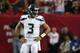 ATLANTA, GA - JANUARY 13: Russell Wilson #3 of the Seattle Seahawks reacts during the NFC Divisional Playoff Game against the Atlanta Falcons at Georgia Dome on January 13, 2013 in Atlanta, Georgia. (Photo by Streeter Lecka/Getty Images)