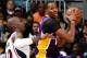 ATLANTA, GA - MARCH 13: Dwight Howard #12 of the Los Angeles Lakers controls the ball against Johan Petro #10 of the Atlanta Hawks at Philips Arena on March 13, 2013 in Atlanta, Georgia. NOTE TO USER: User expressly acknowledges and agrees that, by downloading and or using this photograph, User is consenting to the terms and conditions of the Getty Images License Agreement. (Photo by Kevin C. Cox/Getty Images)