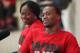 Apr 3, 2013; Louisville, KY, USA; Louisville Cardinals player Kevin Ware (right) and his mother Lisa Junior (left) attend at a press conference at the KFC Yum! Center practice facility. Mandatory Credit: Aaron Borton/Special for the Louisville Courier-Journal via USA TODAY Sports