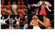 Clockwise from top left: Liberace dances with the Rockettes; Mr. T spins Rowdy Roddy Piper; Andre the Giant tries to bodyslam Big John Studd; Cyndi Lauper celebrates a title with Wendi Richter.