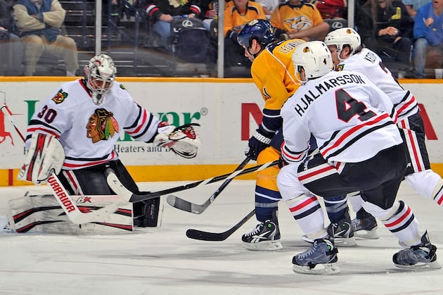 Hawks Stuff Frantic Preds as Emery Gets Shutout