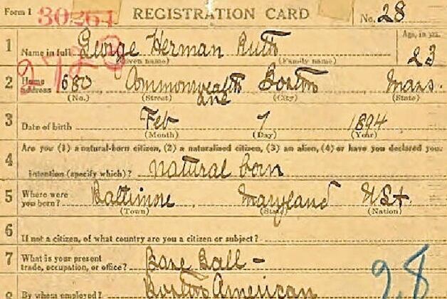 Just Because: Babe Ruth's World War I Draft Card