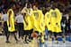 ATLANTA, GA - APRIL 06: Tim Hardaway Jr. #10 of the Michigan Wolverines celebrates with teammates after they won 61-56 against the Syracuse Orange during the 2013 NCAA Men's Final Four Semifinal at the Georgia Dome on April 6, 2013 in Atlanta, Georgia. (Photo by Streeter Lecka/Getty Images)