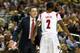 ATLANTA, GA - APRIL 06: Head coach Rick Pitino of the Louisville Cardinals talks with Russ Smith #2 in the second half against the Wichita State Shockers during the 2013 NCAA Men's Final Four Semifinal at the Georgia Dome on April 6, 2013 in Atlanta, Georgia. (Photo by Kevin C. Cox/Getty Images)