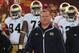November 24, 2012; Los Angeles, CA, USA; Notre Dame Fighting Irish head coach Brian Kelly leads the team out the field before playing against the Southern California Trojans at the Los Angeles Memorial Coliseum. Mandatory Credit: Gary A. Vasquez-USA TODAY Sports