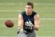 Mar 26, 2013; South Bend, IN, USA; Notre Dame Fighting Irish former player Tyler Eifert participates in drills during Notre Dame pro day at the Loftus Center. Mandatory Credit: Matt Cashore-USA TODAY Sports