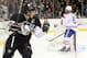 March 26, 2013; Pittsburgh, PA, USA; Pittsburgh Penguins center Sidney Crosby (87) reacts after scoring a goal against the Montreal Canadiens during the second period at the CONSOL Energy Center. Mandatory Credit: Charles LeClaire-USA TODAY Sports