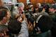 Tim Tebow takes questions from members of the media.