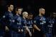 PARIS, FRANCE - APRIL 02: (L-R) Zlatan Ibrahimovic, David Beckham, Christophe Jallet, Lucas Moura, Alex and Blaise Matuidi of PSG look on prior to the UEFA Champions League Quarter Final match between Paris Saint-Germain and Barcelona FCB at Parc des Princes on April 2, 2013 in Paris, France. (Photo by Dean Mouhtaropoulos/Getty Images)