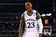 ARLINGTON, TX - MARCH 29: Ben McLemore #23 of the Kansas Jayhawks reacts in the second half against the Kansas Jayhawks during the South Regional Semifinal round of the 2013 NCAA Men's Basketball Tournament at Dallas Cowboys Stadium on March 29, 2013 in Arlington, Texas. (Photo by Ronald Martinez/Getty Images)