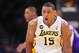 March 17, 2013; Los Angeles, CA, USA; Los Angeles Lakers small forward Metta World Peace (15) reacts to a foul called against him during the second half at Staples Center. Mandatory Credit: Gary A. Vasquez-USA TODAY Sports