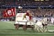 Jan 4, 2013; Arlington, TX, USA; Oklahoma Sooners schooner takes the field prior to the game against the Texas A&M Aggies during the 2013 Cotton Bowl at Cowboys Stadium. Mandatory Credit: Matthew Emmons-USA TODAY Sports