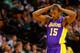 BOSTON, MA - FEBRUARY 7: Metta World Peace #15 of the Los Angeles Lakers folds his hands over his head following a change in possession against the Boston Celtics during the game on February 7, 2013 at TD Garden in Boston, Massachusetts. NOTE TO USER: User expressly acknowledges and agrees that, by downloading and or using this photograph, User is consenting to the terms and conditions of the Getty Images License Agreement. (Photo by Jared Wickerham/Getty Images)