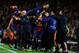 BARCELONA, SPAIN - APRIL 10: Gerard Pique of Barcelona jumps on his team mates as they celebrate Pedro of Barcelona scoring the equalising goal during the UEFA Champions League quarter-final second leg match between Barcelona and Paris St Germain at Nou Camp on April 10, 2013 in Barcelona, Spain. (Photo by David Ramos/Getty Images)