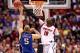 INDIANAPOLIS, IN - MARCH 31: Gorgui Dieng #10 of the Louisville Cardinals blocks a shot attempt by Mason Plumlee #5 of the Duke Blue Devils during the Midwest Regional Final round of the 2013 NCAA Men's Basketball Tournament at Lucas Oil Stadium on March 31, 2013 in Indianapolis, Indiana. (Photo by Andy Lyons/Getty Images)