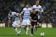 LONDON, ENGLAND - OCTOBER 21: Leon Osman of Everton beats Esteban Granero (L), Park Ji-Sung (2L) and Bobby Zamora (R) of Queens Park Rangers during the Barclays Premier League match between Queens Park Rangers and Everton at Loftus Road on October 21, 2012 in London, England. (Photo by Scott Heavey/Getty Images)