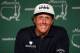AUGUSTA, GA - APRIL 09: Phil Mickelson of the United States speaks to the media during a practice round prior to the start of the 2013 Masters Tournament at Augusta National Golf Club on April 9, 2013 in Augusta, Georgia. (Photo by David Cannon/Getty Images)