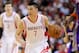 Apr 9, 2013; Houston, TX, USA; Houston Rockets point guard Jeremy Lin (7) brings the ball up the court during the fourth quarter against the Phoenix Suns at Toyota Center. Mandatory Credit: Troy Taormina-USA TODAY Sports