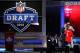 NEW YORK, NY - APRIL 26: Mark Barron of Alabama holds up a jersey as he stands on stage with NFL Commissioner Roger Goodell after he was selected #7 overall by the Tampa Bay Buccaneers in the first round of during the 2012 NFL Draft at Radio City Music Hall on April 26, 2012 in New York City. (Photo by Chris Chambers/Getty Images)