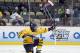 PITTSBURGH, PA - APRIL 11: Jordan Samuels-Thomas #19 of the Quinnipiac Bobcats celebrates his first period goal against the St. Cloud State Huskies during the game at Consol Energy Center on April 11, 2013 in Pittsburgh, Pennsylvania. (Photo by Justin K. Aller/Getty Images)