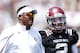 COLLEGE STATION, TX - APRIL 13: Head coach Kevin Sumlin of the Texas A&M Aggies chats with his quarterback Johnny Manziel #2 before the Maroon & White spring football game at Kyle Field on April 13, 2013 in College Station, Texas. (Photo by Scott Halleran/Getty Images)