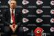 Jan 14, 2013; Kansas City, MO, USA; Kansas City Chiefs general manager John Dorsey speaks during the press conference announcing his hiring at the University of Kansas Hospital Training Complex. Mandatory Credit: Denny Medley-USA TODAY Sports