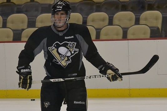 Crosby Skates for First Time, Debuts New Mask