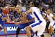 Mar 30, 2013; Bridgeport, CT, USA; Delaware Fightin Blue Hens guard/forward Elena Delle Donne (11) drives to the hoop against Kentucky Wildcats forward/center Jelleah Sidney (right) during the semifinals of the Bridgeport regional of the 2013 NCAA womens basketball tournament at Webster Bank Arena. Mandatory Credit: Mark L. Baer-USA TODAY Sports