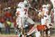 Nov 17, 2012; Madison, WI, USA; Ohio State Buckeyes cornerback Travis Howard (7) signals after an incomplete pass as Wisconsin Badgers wide receiver Kenzel Doe (3) gets up during the fourth quarter at Camp Randall Stadium. Ohio State defeated Wisconsin 21-14 in overtime. Mandatory Credit: Jeff Hanisch-USA TODAY Sports
