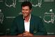 AUGUSTA, GA - APRIL 14: Adam Scott of Australia addresses the media as he enters the news conference after Scott won the 2013 Masters Tournament at Augusta National Golf Club on April 14, 2013 in Augusta, Georgia. (Photo by Andrew Redington/Getty Images)