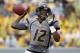 MORGANTOWN, WV - SEPTEMBER 22: Geno Smith #12 of the West Virginia Mountaineers drops back to pass against the Maryland Terrapins during the game on September 22, 2012 at Mountaineer Field in Morgantown, West Virginia. WVU defeated Maryland 31-21. (Photo by Justin K. Aller/Getty Images)