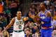 BOSTON, MA - MARCH 26: Avery Bradley #0 of the Boston Celtics points to J.R. Smith #8 of the New York Knicks following a foul during the game on March 26, 2013 at TD Garden in Boston, Massachusetts. NOTE TO USER: User expressly acknowledges and agrees that, by downloading and or using this photograph, User is consenting to the terms and conditions of the Getty Images License Agreement. (Photo by Jared Wickerham/Getty Images)