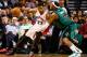 BOSTON, MA - MARCH 13: Rudy Gay #22 of the Toronto Raptors handles the ball in front of Paul Pierce #34 of the Boston Celtics during the game on March 13, 2013 at TD Garden in Boston, Massachusetts. NOTE TO USER: User expressly acknowledges and agrees that, by downloading and or using this photograph, User is consenting to the terms and conditions of the Getty Images License Agreement. (Photo by Jared Wickerham/Getty Images)