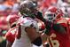 October 14, 2012; Tampa, FL, USA; Tampa Bay Buccaneers defensive tackle Daniel Te'o-Nesheim (50) rushes as Kansas City Chiefs tackle Branden Albert (76) blocks during the second half at Raymond James Stadium. Tampa Bay Buccaneers defeated the Kansas City Chiefs 38-10. Mandatory Credit: Kim Klement-USA TODAY Sports