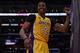 LOS ANGELES, CA - FEBRUARY 22: Dwight Howard #12 of the Los Angeles Lakers smiles after being fouled in the first half against the Portland Trail Blazers at Staples Center on February 22, 2013 in Los Angeles, California. NOTE TO USER: User expressly acknowledges and agrees that, by downloading and or using this photograph, User is consenting to the terms and conditions of the Getty Images License Agreement. (Photo by Jeff Gross/Getty Images)