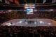 BOSTON, MA - APRIL 17: Projections of the Boston Marathon Memorial Ribbon are seen on the ice during pre-game ceremonies in remembrance of the Boston Marathon bombing victims before a game between the Buffalo Sabres and the Boston Bruins at TD Garden on April 17, 2013 in Boston, Massachusetts. (Photo by Jim Rogash/Getty Images)