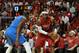 Dec. 25, 2012; Miami, FL, USA; Miami Heat small forward LeBron James (6) looks to pass as Oklahoma City Thunder small forward Kevin Durant (35) applies pressure during the second half at American Airlines Arena. Mandatory Credit: Steve Mitchell-USA TODAY Sports