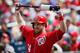 WASHINGTON, DC - APRIL 14: Bryce Harper #34 of the Washington Nationals waits to bat against the Atlanta Braves at Nationals Park on April 14, 2013 in Washington, DC. (Photo by Rob Carr/Getty Images)
