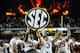 ATLANTA, GA - DECEMBER 01: Members of the Alabama Crimson Tide celebrate after defeating the Georgia Bulldogs 32-28 to win the SEC Championship Game at the Georgia Dome on December 1, 2012 in Atlanta, Georgia. (Photo by Kevin C. Cox/Getty Images)