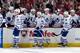 WASHINGTON, DC - APRIL 16: Mikhail Grabovski #84 of the Toronto Maple Leafs celebrates with teammates after scoring in the third period against the Washington Capitals at the Verizon Center on April 16, 2013 in Washington, DC. (Photo by Greg Fiume/Getty Images)