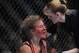 April 13, 2013; Las Vegas, NV, USA; Miesha Tate reacts to defeat by Cat Zingano during the TUF 17 Finale at the Mandalay Bay Events Center. Mandatory Credit: Gary A. Vasquez-USA TODAY Sports