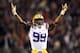 OXFORD, MS - NOVEMBER 19: Sam Montgomery #99 of the LSU Tigers celebrates after a play against the Ole Miss Rebels on November 19, 2011 at Vaught-Hemingway Stadium in Oxford, Mississippi. LSU beat Mississippi 52-3. (Photo by Joe Murphy/Getty Images)