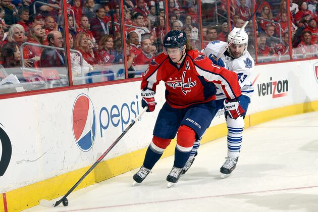 Caps' Backstrom Leaves Game After Being Struck by Green Shot