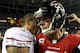 ATLANTA, GA - JANUARY 20: Matt Ryan (R) #2 of the Atlanta Falcons congratulates Colin Kaepernick #7 of the San Francisco 49ers after the 49ers won 28-24 in the NFC Championship game at the Georgia Dome on January 20, 2013 in Atlanta, Georgia. (Photo by Streeter Lecka/Getty Images)