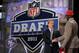 Apr 28, 2011; New York, NY, USA; NFL commissioner Roger Goodell introduces defensive end Aldon Smith (Missouri) as the number seven overall pick to the San Francisco 49ers in the 2011 NFL Draft at Radio City Music Hall. Mandatory Credit: Jerry Lai-USA TODAY Sports