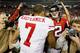 ATLANTA, GA - JANUARY 20: Matt Ryan (R) #2 of the Atlanta Falcons congratulates Colin Kaepernick #7 of the San Francisco 49ers after the 49ers won 28-24 in the NFC Championship game at the Georgia Dome on January 20, 2013 in Atlanta, Georgia. (Photo by Kevin C. Cox/Getty Images)