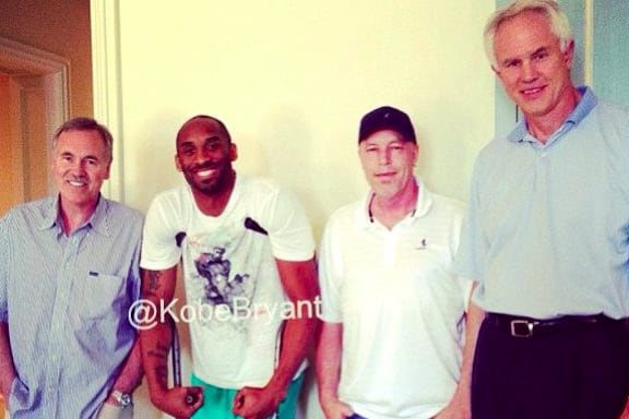 Kobe Bryant Gets a Visit from Kupchak, D'Antoni and Jim Buss