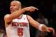 NEW YORK, NY - JANUARY 01: Jason Kidd #5 of the New York Knicks reacts as the ball is given to the Portland Trail Blazers in the final minute of the game on January 1, 2013 at Madison Square Garden in New York City. The Portland Trail Blazers defeated the New York Knicks 105-100. NOTE TO USER: User expressly acknowledges and agrees that, by downloading and/or using this photograph, user is consenting to the terms and conditions of the Getty Images License Agreement. (Photo by Elsa/Getty Images)